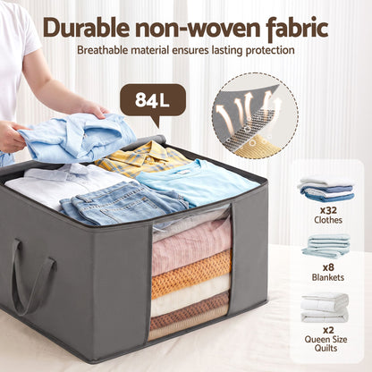 Blanket Storage Bags Box X8 Clothes Quilt Container 84L Organiser Grey