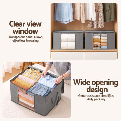 Blanket Storage Bags Box X8 Clothes Quilt Container 84L Organiser Grey