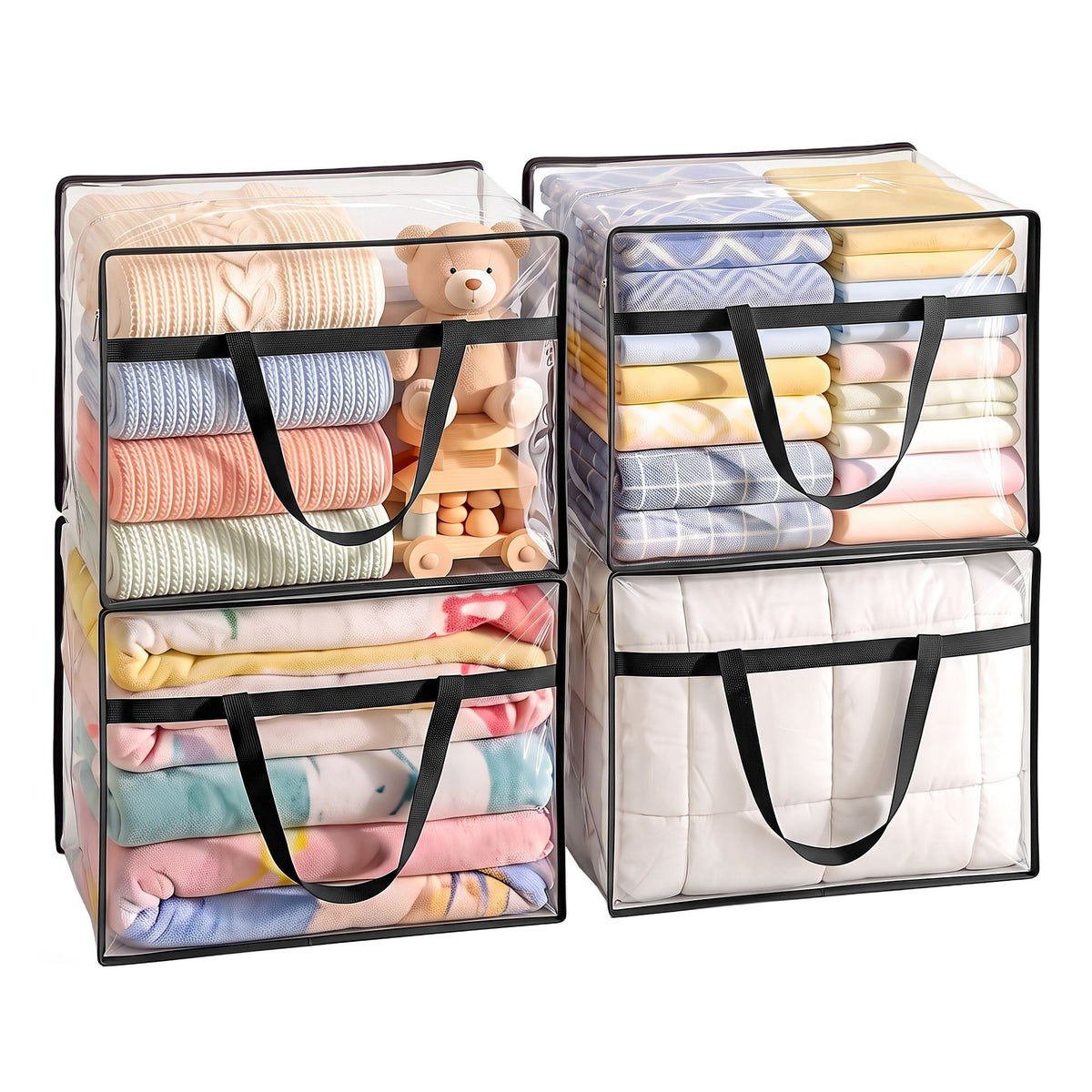 Blanket Storage Bags 4Pcs 40L PVC Box Clothes Doona Moving Organiser