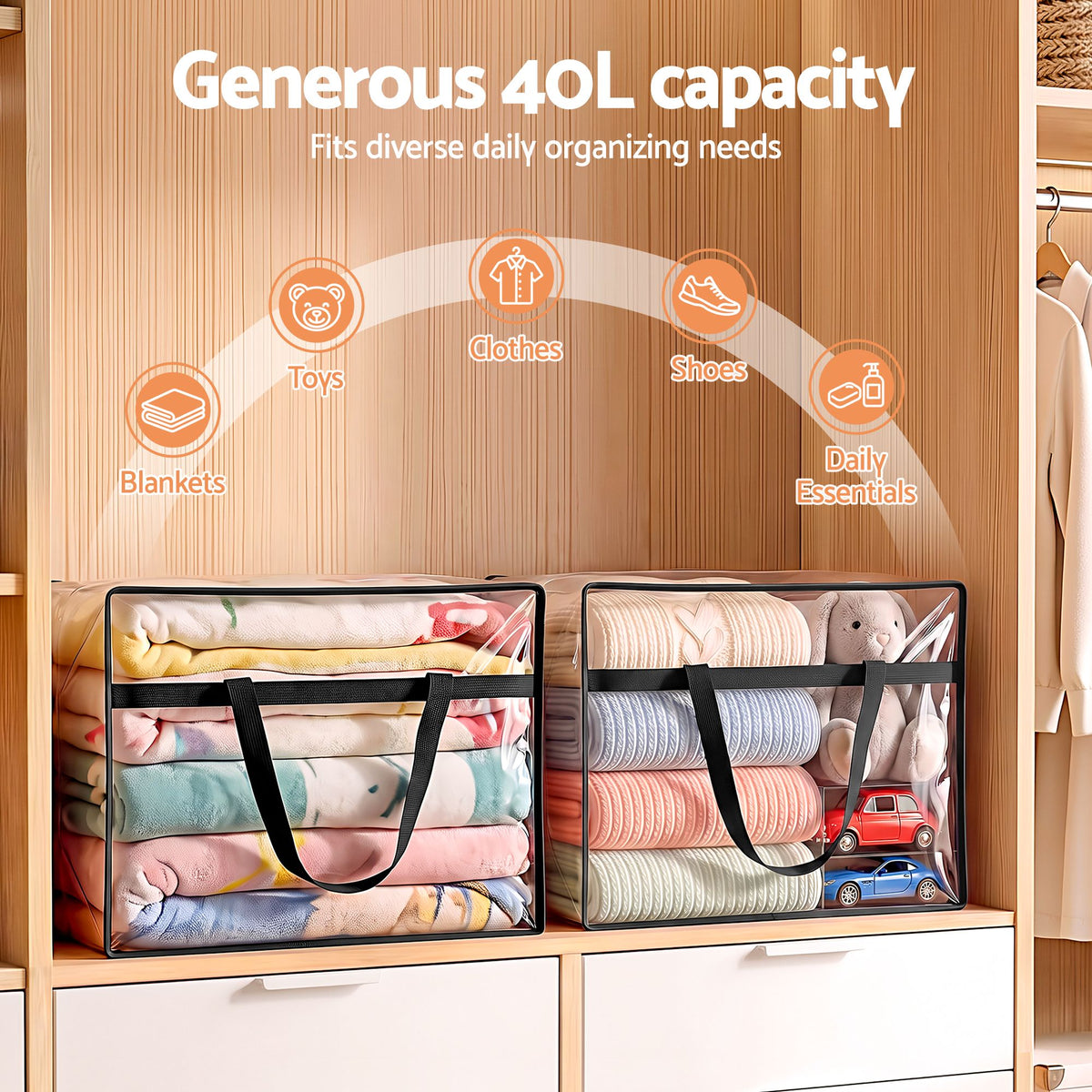 Blanket Storage Bags 4Pcs 40L PVC Box Clothes Doona Moving Organiser