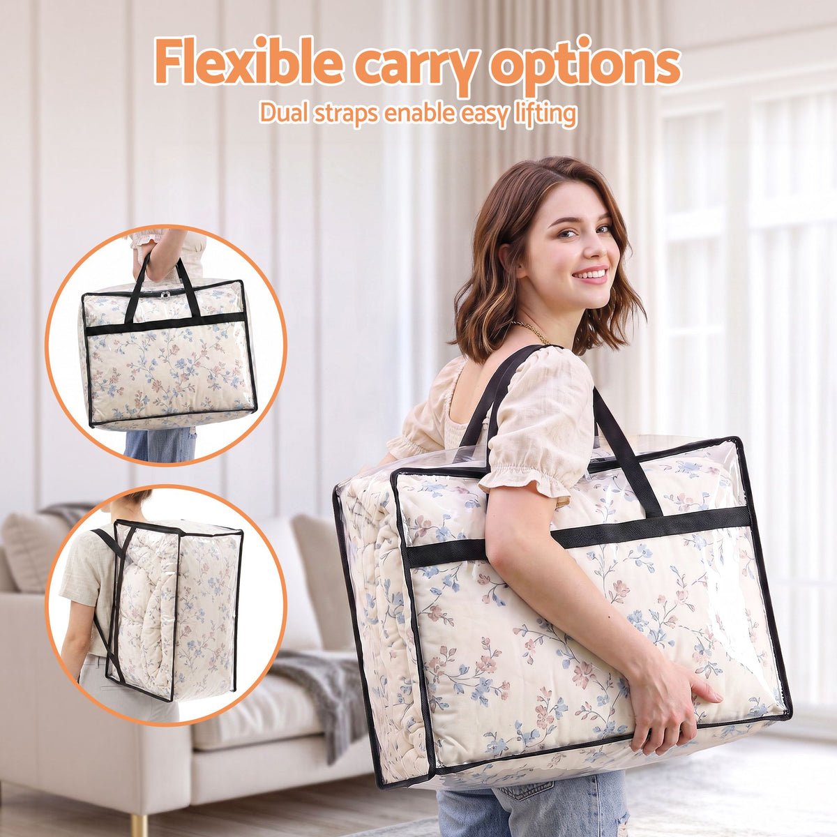 Blanket Storage Bags 4Pcs 40L PVC Box Clothes Doona Moving Organiser