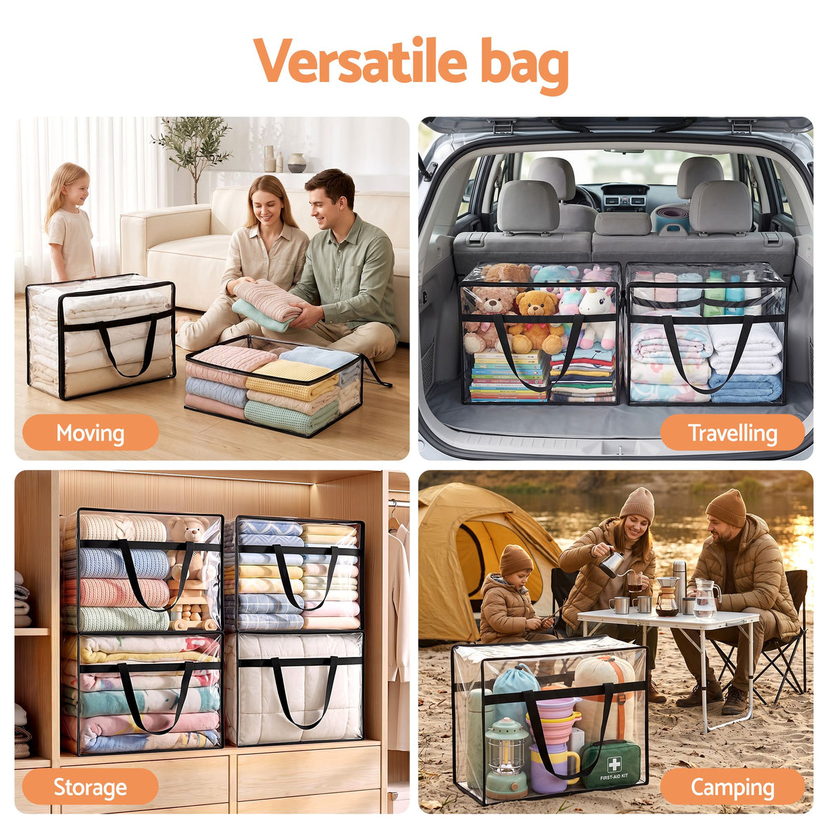 Blanket Storage Bags 4Pcs 40L PVC Box Clothes Doona Moving Organiser