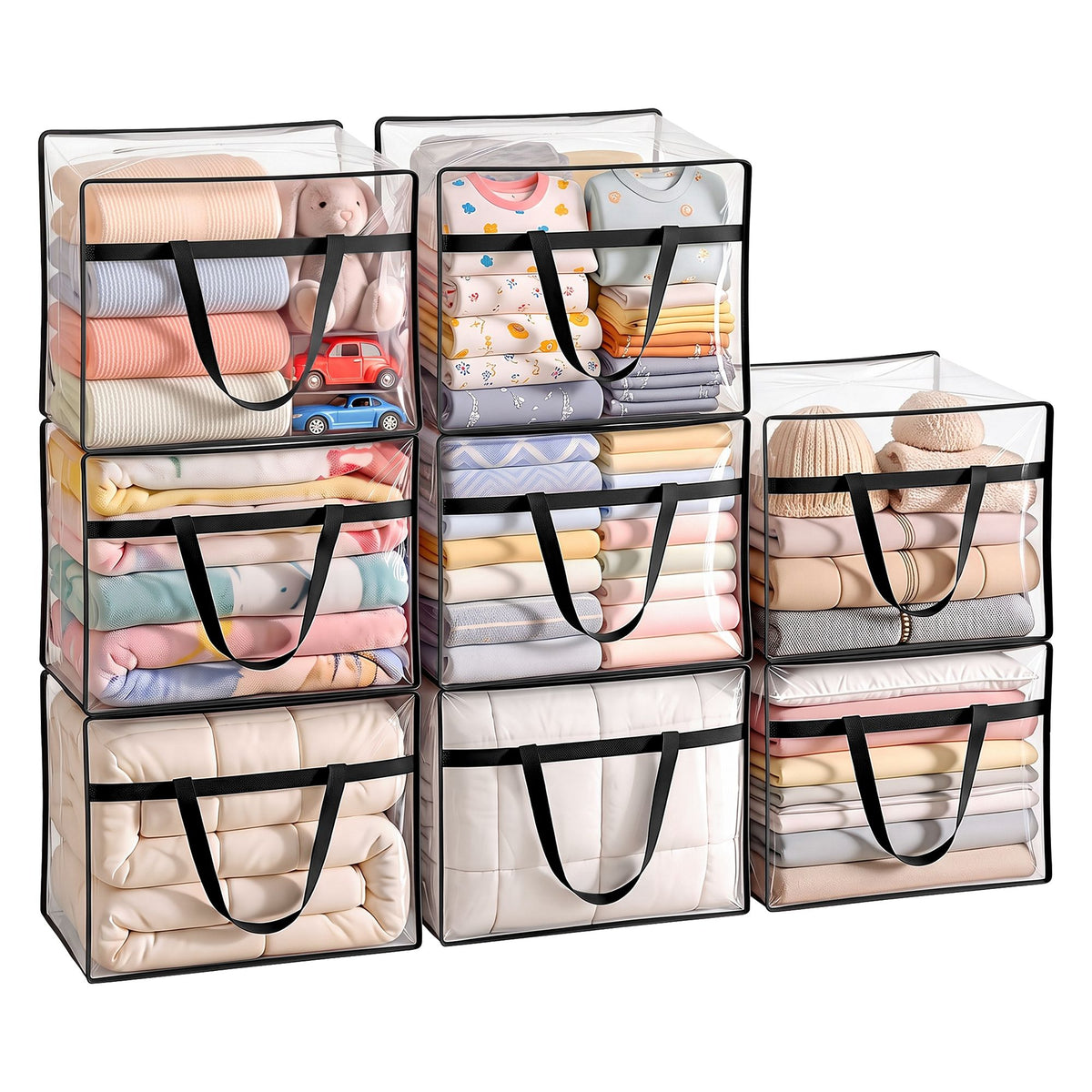 Blanket Storage Bags 8Pcs 40L PVC Box Clothes Doona Moving Organiser
