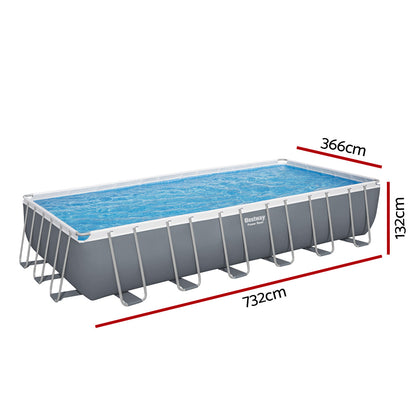 Bestway Swimming Pool 732x366x132cm Steel Frame Above Ground Pools Ladder 30045L - Home & Garden > Pool & Accessories >