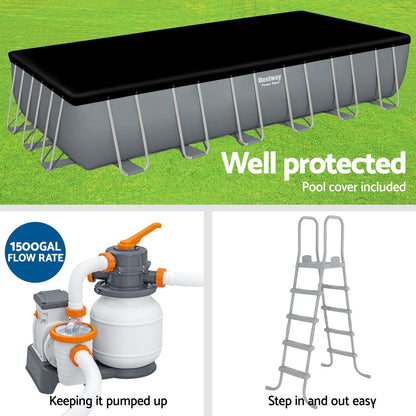 Bestway Swimming Pool 732x366x132cm Steel Frame Above Ground Pools Ladder 30045L - Home & Garden > Pool & Accessories >