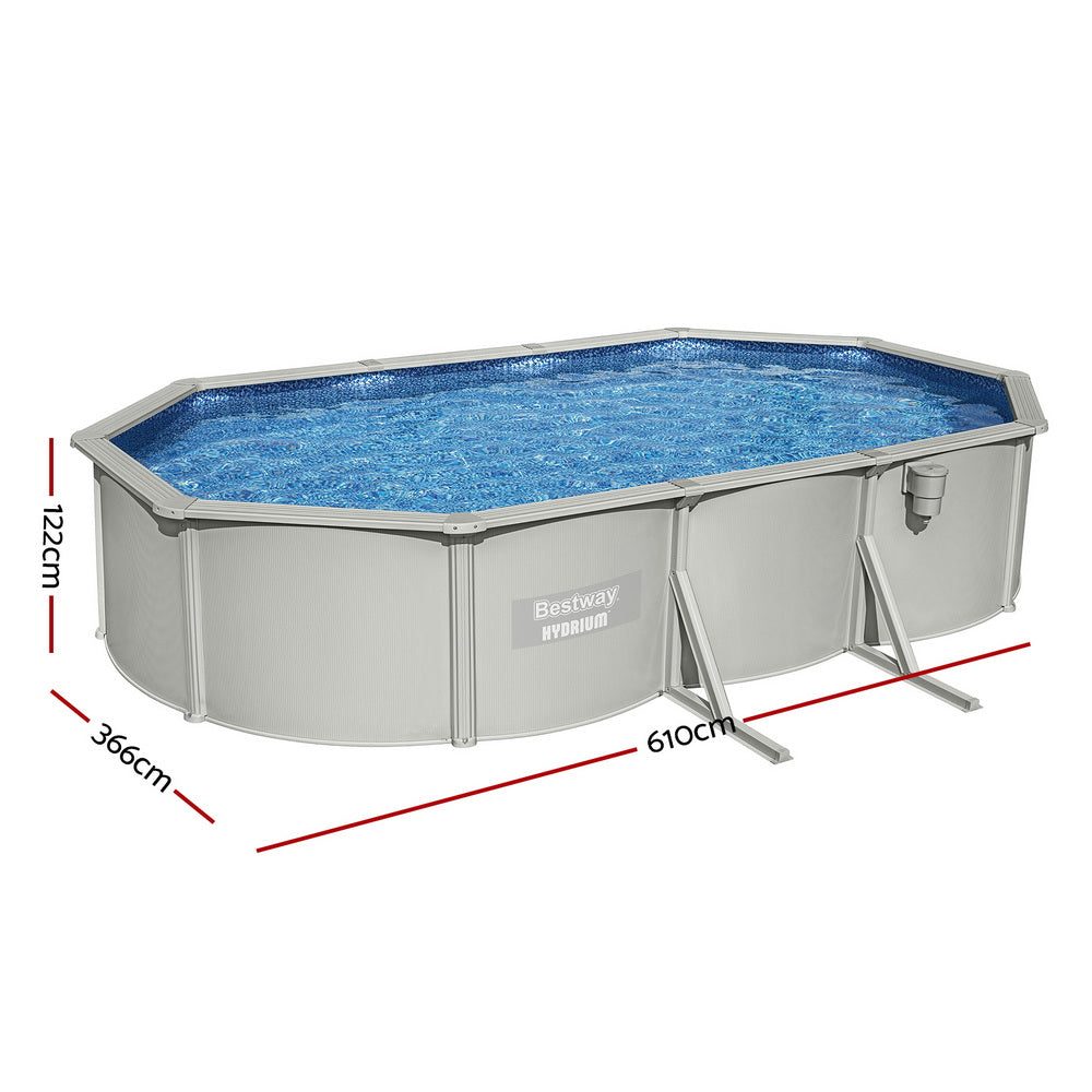 Bestway Swimming Pool 610 x 366cm Steel Frame Round Pool Set w/ Filter Ladder - Home & Garden > Pool & Accessories >