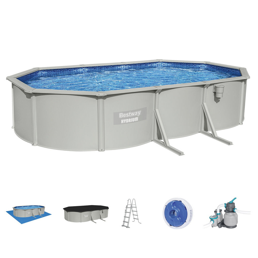Bestway Swimming Pool 610 x 366cm Steel Frame Round Pool Set w/ Filter Ladder - Home & Garden > Pool & Accessories >