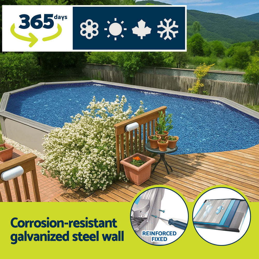 Bestway Swimming Pool 610 x 366cm Steel Frame Round Pool Set w/ Filter Ladder - Home & Garden > Pool & Accessories >