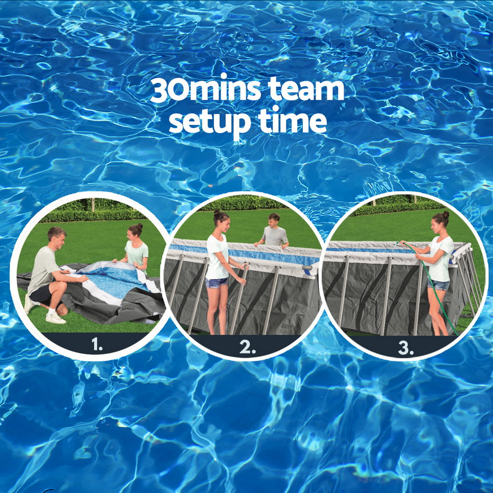 Bestway Swimming Pool 640x274x132cm Steel Frame Above Ground Pools Filter Pump Ladder 19281L - Home & Garden > Pool &