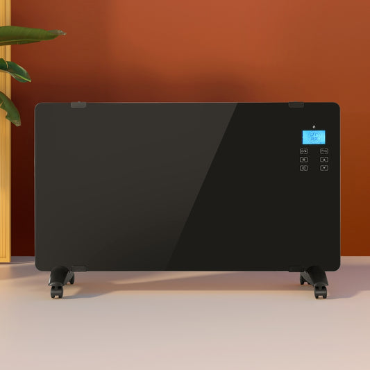 Electric Convection Heater Black 2000w | Black Glass Panel Heater Digital
