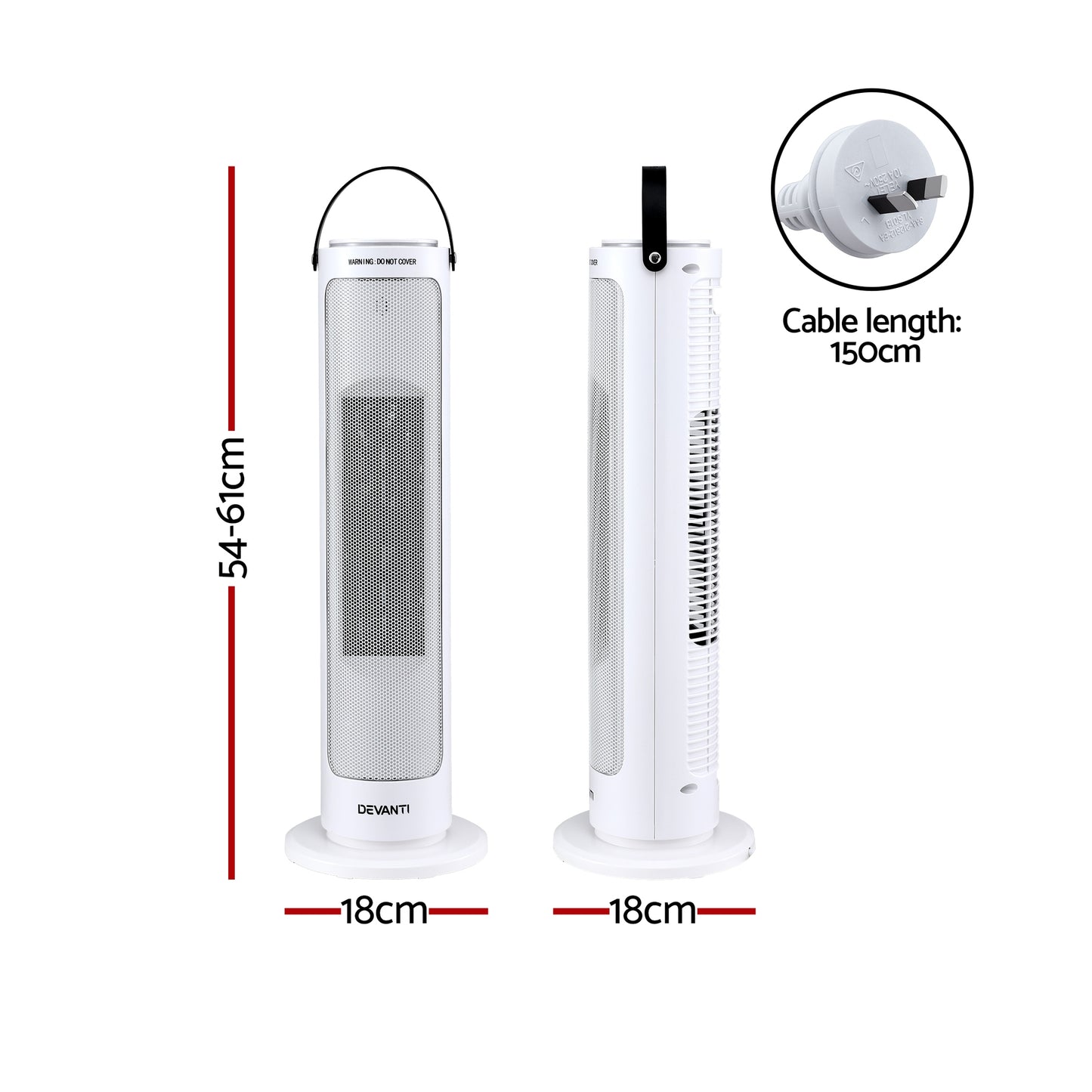 2000W Ceramic Tower Heater Space Heaters Oscillating Indoor White