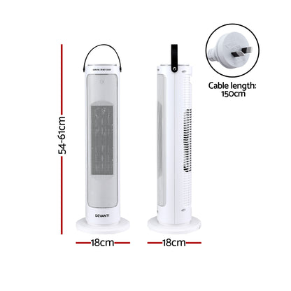 2000W Ceramic Tower Heater Space Heaters Oscillating Indoor White