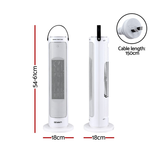 2000W Ceramic Tower Heater Space Heaters Oscillating Indoor White