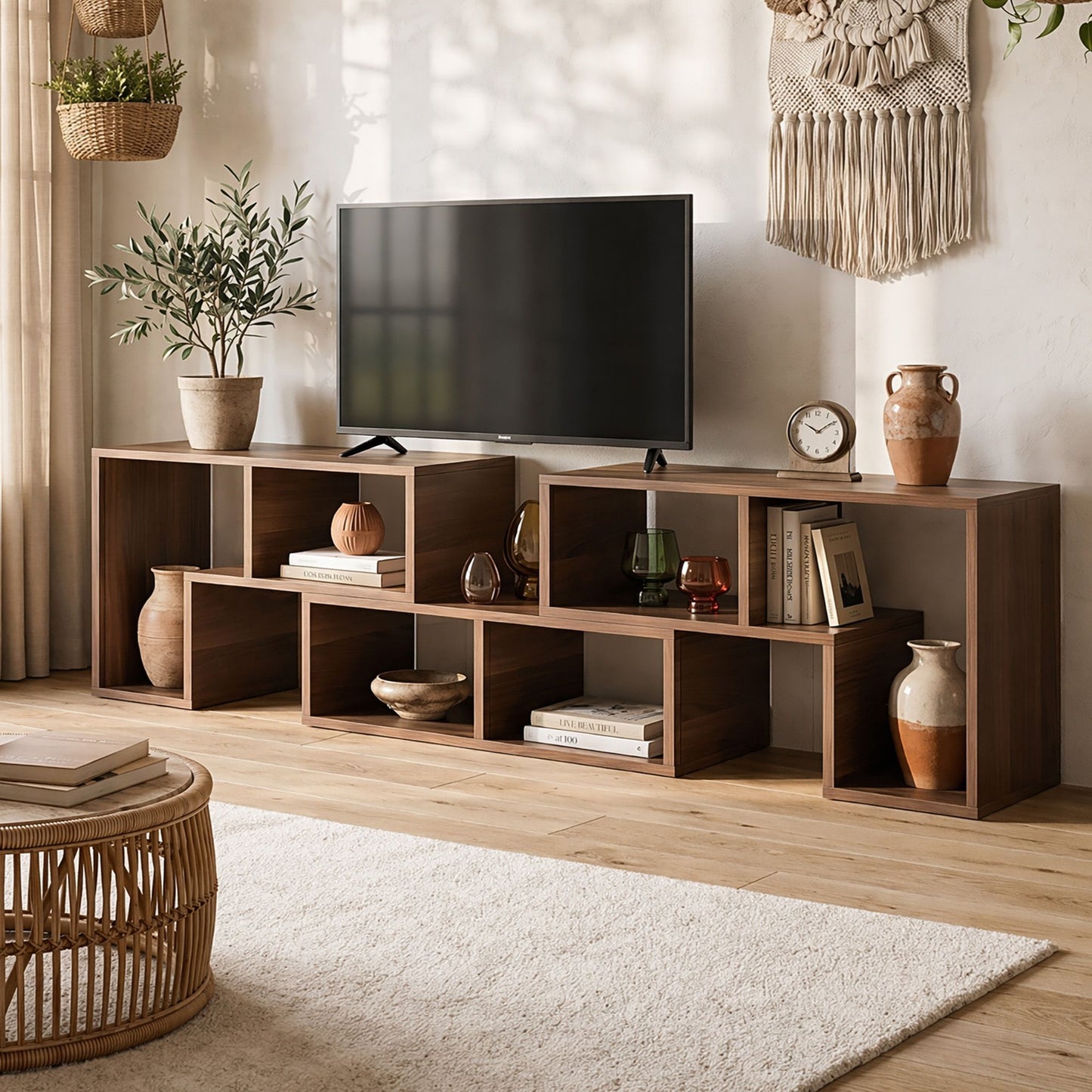 Modular TV Stand 3 Piece Entertainment Unit Adjustable Bookcase Shelf