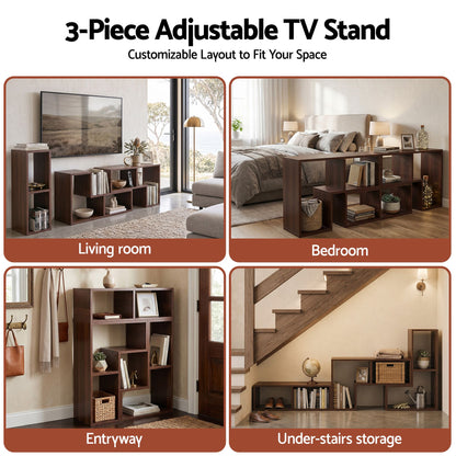 Modular TV Stand 3 Piece Entertainment Unit Adjustable Bookcase Shelf