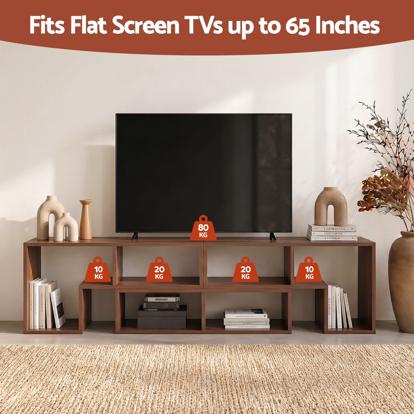 Modular TV Stand 3 Piece Entertainment Unit Adjustable Bookcase Shelf