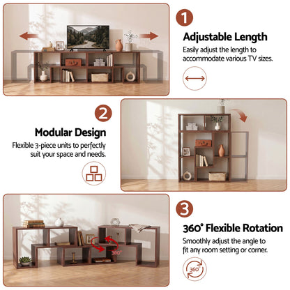 Modular TV Stand 3 Piece Entertainment Unit Adjustable Bookcase Shelf