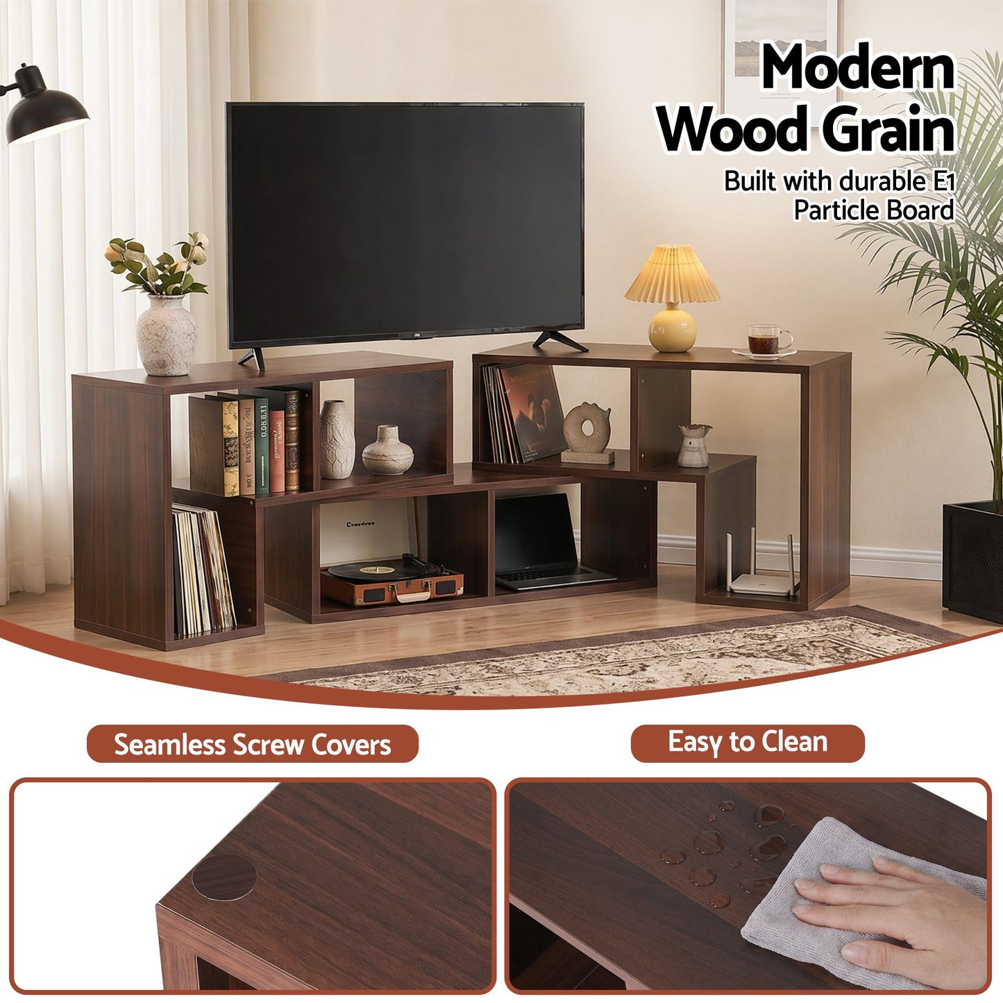 Modular TV Stand 3 Piece Entertainment Unit Adjustable Bookcase Shelf