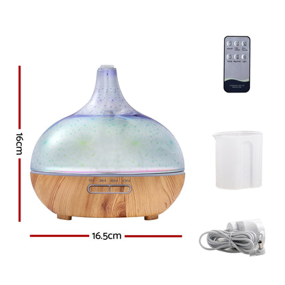 Devanti Aroma Diffuser Aromatherapy 3D Glass 400ml - Appliances > Aroma Diffusers & Humidifiers
