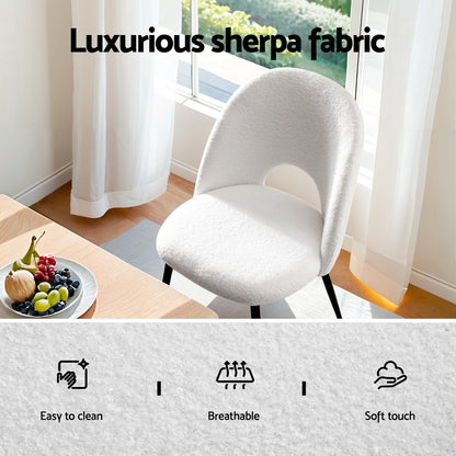 1 Set of 2 Artiss Dining Chair Boucle Sherpa - Furniture > Dining > Kitchen & Dining Chairs