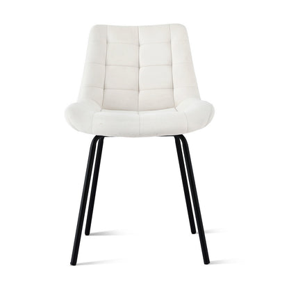 Artiss 2x Dining Chairs Velvet Tufted Kitchen Lounge Cafe Accent Chair Beige