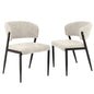 Dining Chairs Set of 2 Linen Fabric Soft Upholstered Chairs Beige