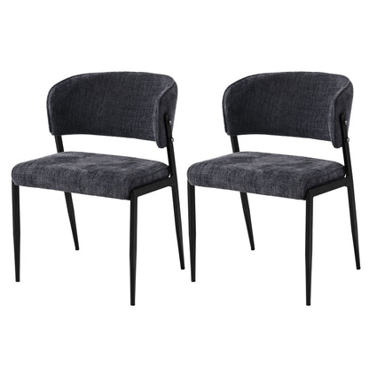 Dining Chairs Set of 2 Linen Fabric Soft Upholstered Chairs Charcoal