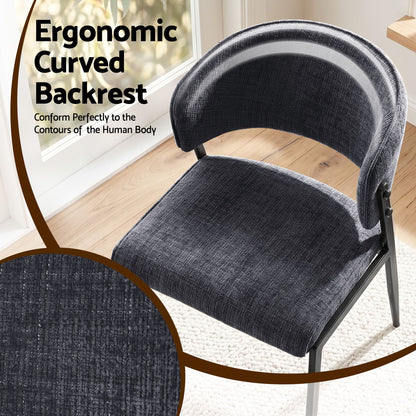Dining Chairs Set of 2 Linen Fabric Soft Upholstered Chairs Charcoal