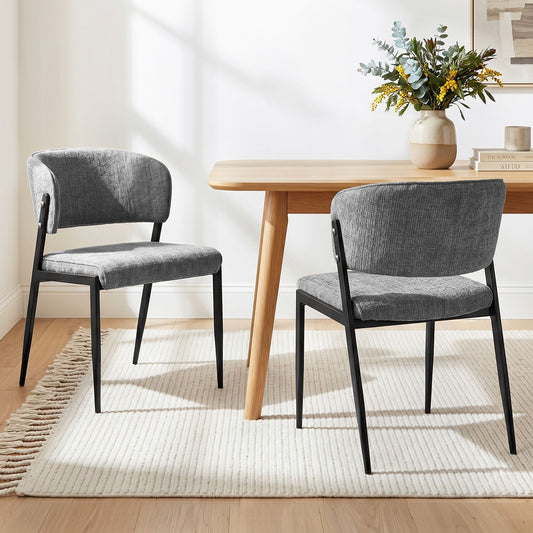 Linen Dining Chairs Set of 2 – Grey