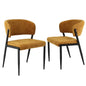 Dining Chairs Set of 2 Linen Fabric Soft Upholstered Chairs Mustard