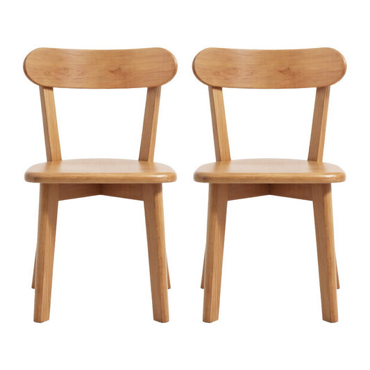2x Dining Chairs Wooden Kitchen Accent Chair Cafe Lounge Rubber Wood - Furniture > Dining > Kitchen & Dining Chairs