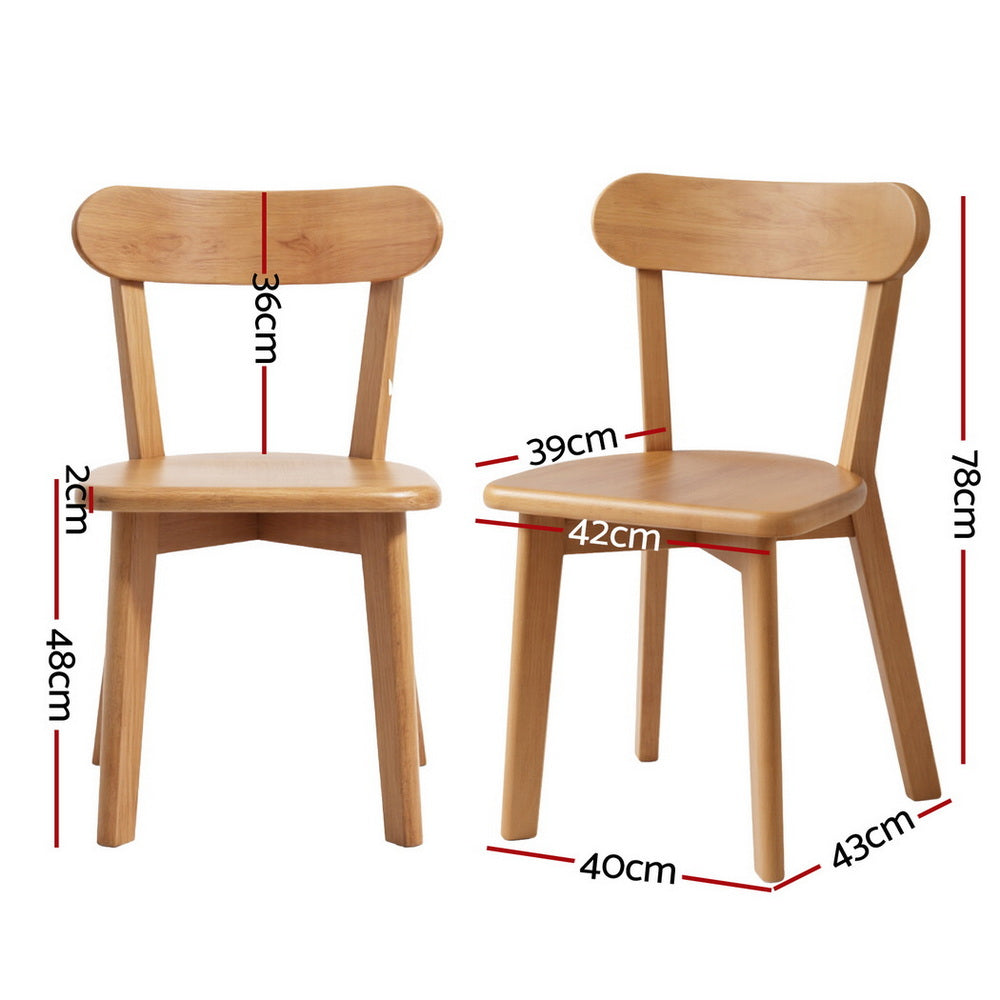 2x Dining Chairs Wooden Kitchen Accent Chair Cafe Lounge Rubber Wood - Furniture > Dining > Kitchen & Dining Chairs