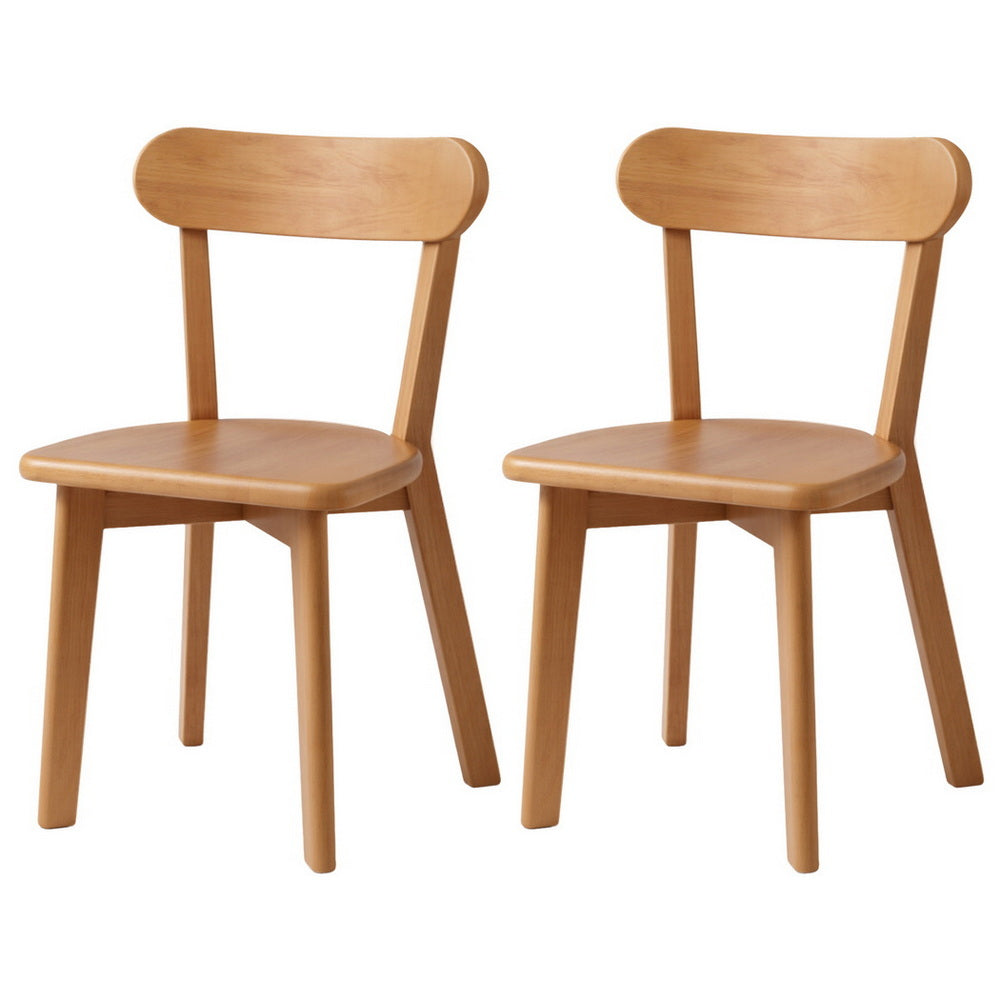 2x Dining Chairs Wooden Kitchen Accent Chair Cafe Lounge Rubber Wood - Furniture > Dining > Kitchen & Dining Chairs