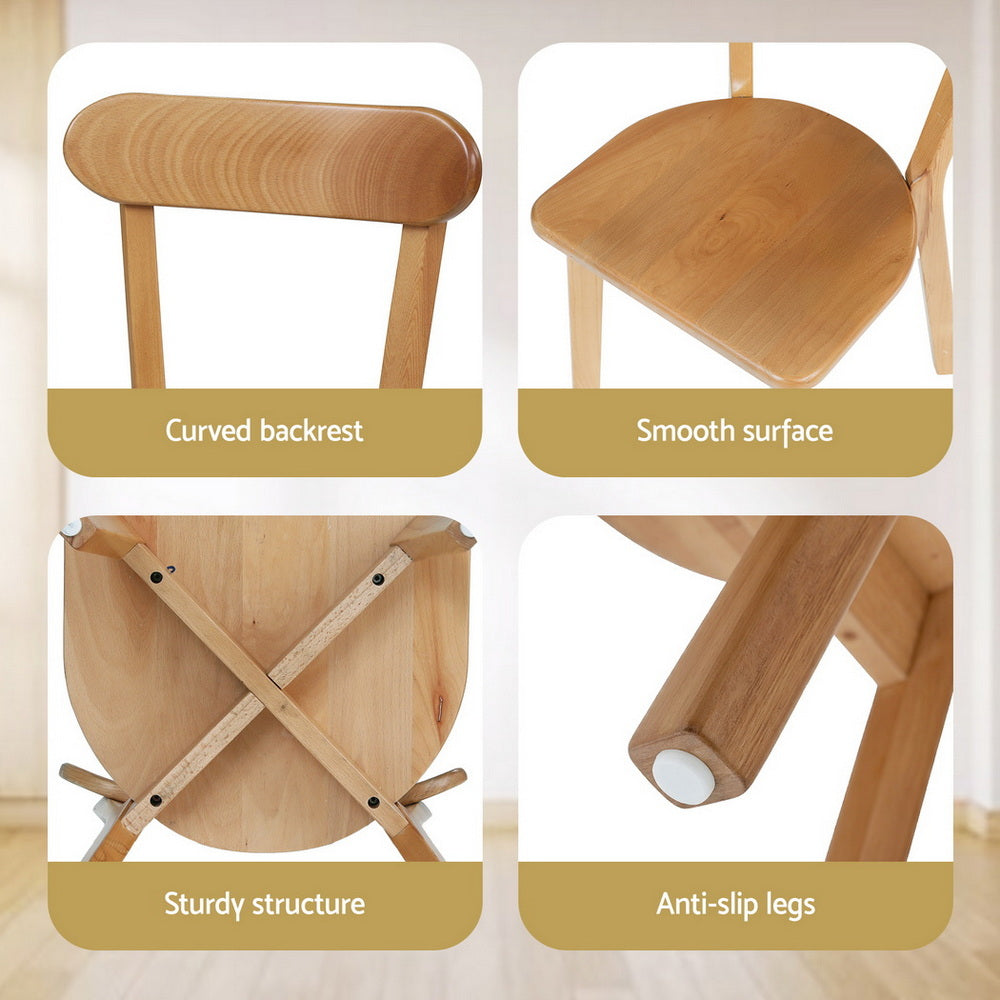 2x Dining Chairs Wooden Kitchen Accent Chair Cafe Lounge Rubber Wood - Furniture > Dining > Kitchen & Dining Chairs