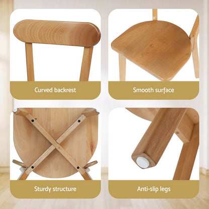 2x Dining Chairs Wooden Kitchen Accent Chair Cafe Lounge Rubber Wood - Furniture > Dining > Kitchen & Dining Chairs