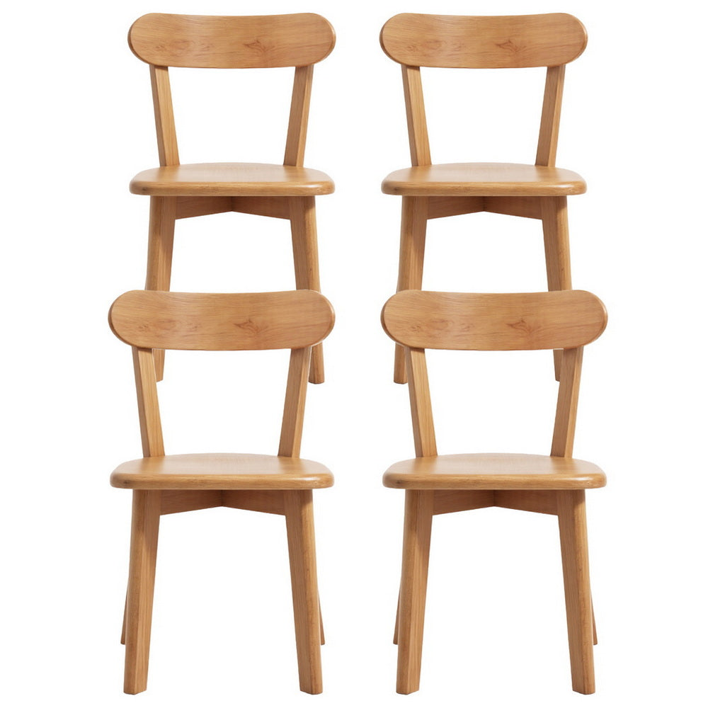 4x Dining Chairs Wooden Kitchen Accent Chair Cafe Lounge Rubber Wood - Furniture > Dining > Kitchen & Dining Chairs