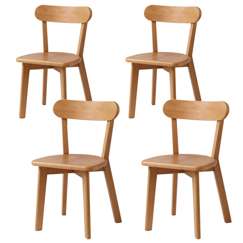 4x Dining Chairs Wooden Kitchen Accent Chair Cafe Lounge Rubber Wood - Furniture > Dining > Kitchen & Dining Chairs