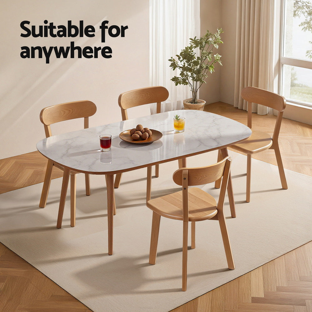 4x Dining Chairs Wooden Kitchen Accent Chair Cafe Lounge Rubber Wood - Furniture > Dining > Kitchen & Dining Chairs