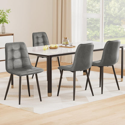 4x Dining Chairs Retro PU Leather Kitchen Lounge Cafe Accent Chair Grey