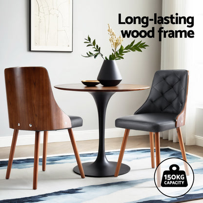 1 Set of 2 Artiss Dining Chairs Black PU - Furniture > Dining > Kitchen & Dining Chairs