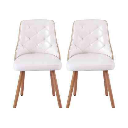 1 Set of 4 Artiss Dining Chairs White PU - Furniture > Dining > Kitchen & Dining Chairs