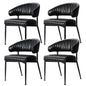 Artiss Dining Chairs Set of 4 Leather Hollow Armchair Black Furniture > Dining > Kitchen & Dining Chairs