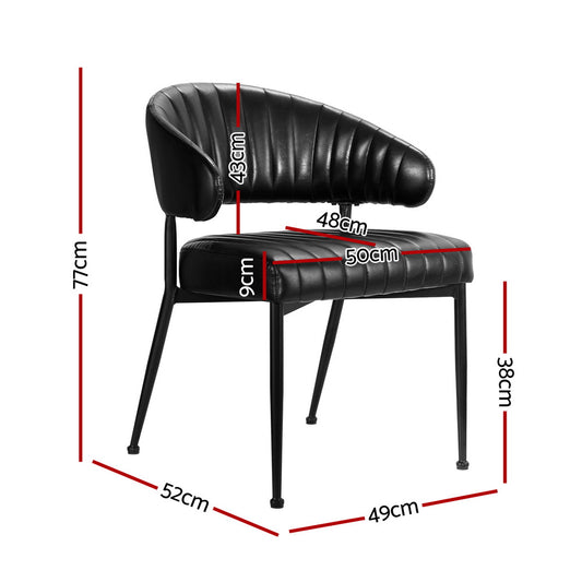 Artiss Dining Chairs Set of 4 Leather Hollow Armchair Black Furniture > Dining > Kitchen & Dining Chairs