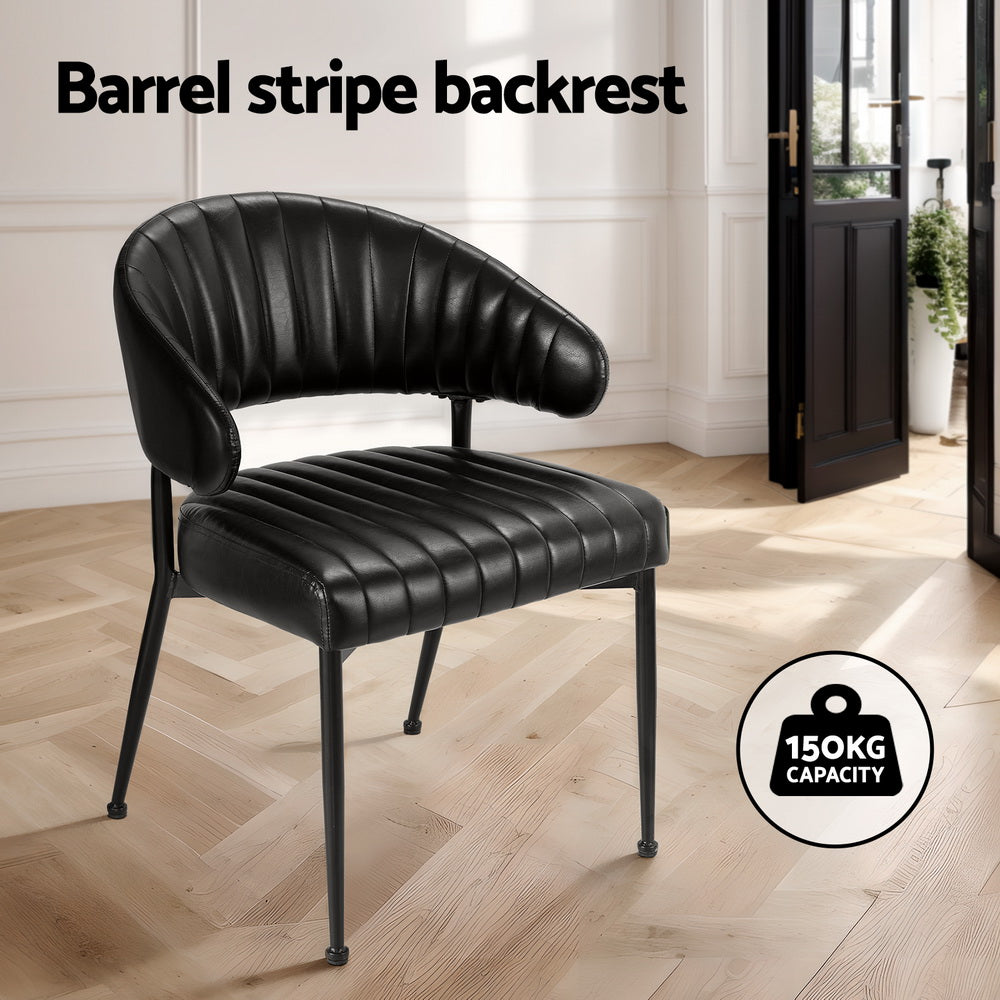 Artiss Dining Chairs Set of 4 Leather Hollow Armchair Black Furniture > Dining > Kitchen & Dining Chairs