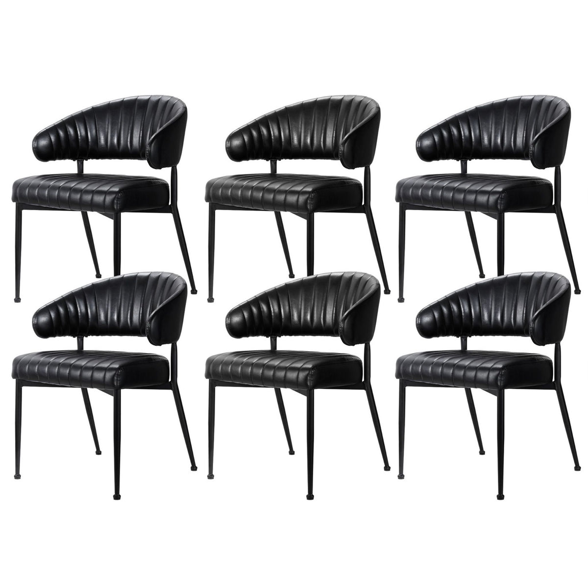 Artiss Dining Chairs Set of 6 Leather Hollow Armchair Black