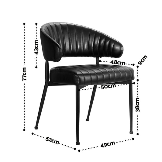 Dining Chairs Set of 6 Leather Hollow Armchair Black