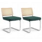 Artiss Dining Chairs Set of 2 Velvet Rattan Cantilever Green