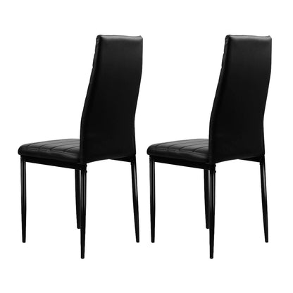 Dining Chairs Set of 4 Leather Channel Tufted Black - Furniture > Dining > Dining Set