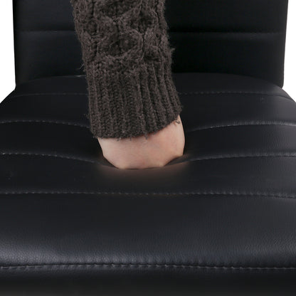 Dining Chairs Set of 4 Leather Channel Tufted Black - Furniture > Dining > Dining Set