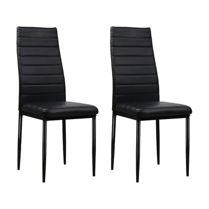Dining Chairs Set of 4 Leather Channel Tufted Black - Furniture > Dining > Dining Set